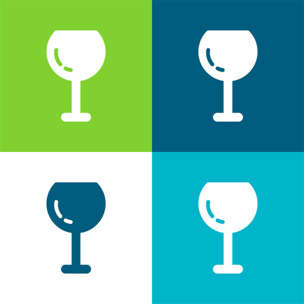 Big Wine Glass Flat four color minimal icon set - Vector, Image
