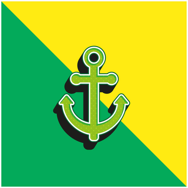 Anchor Green and yellow modern 3d vector icon logo - Vector, Image