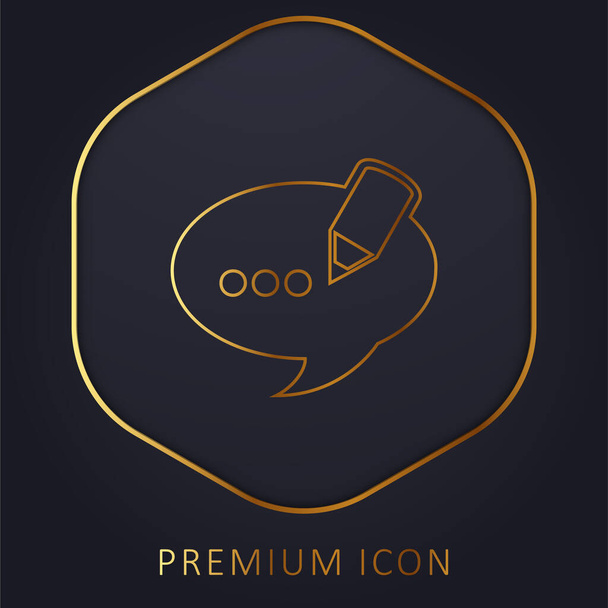 Blog Comment Beszéd buborék szimbólum arany vonal prémium logó vagy ikon - Vektor, kép