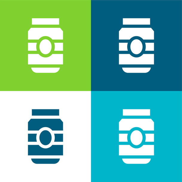 Sörösdoboz Lapos négy szín minimális ikon készlet - Vektor, kép