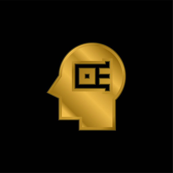 人工知能ゴールドメッキ金属アイコンやロゴベクトル - ベクター画像