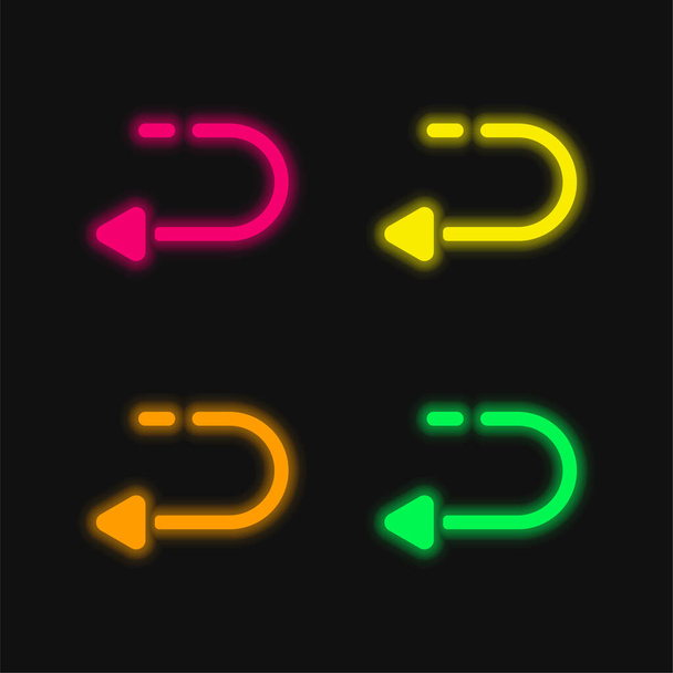 Atrás cuatro colores brillante icono de vectores de neón - Vector, Imagen