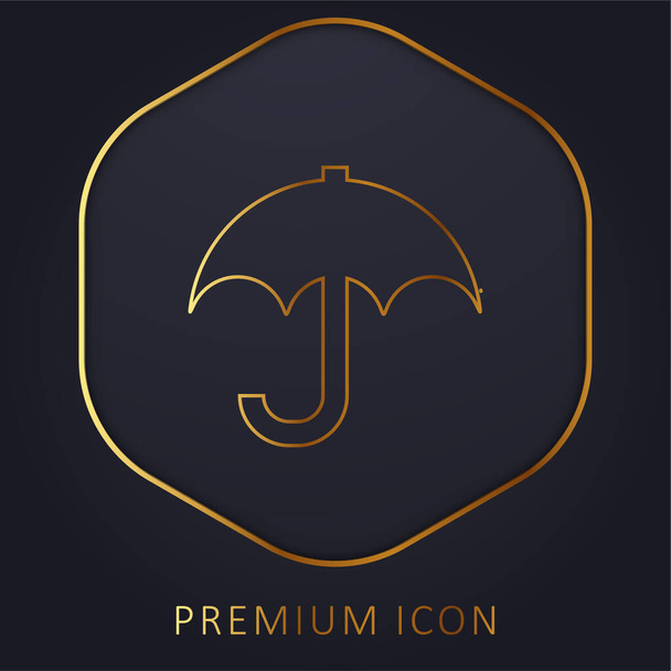 Черный зонтик для дождя золотой линии премиум логотип или значок - Вектор,изображение