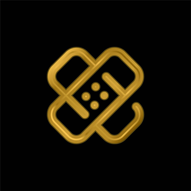Bandage banhado a ouro ícone metálico ou vetor logotipo - Vetor, Imagem