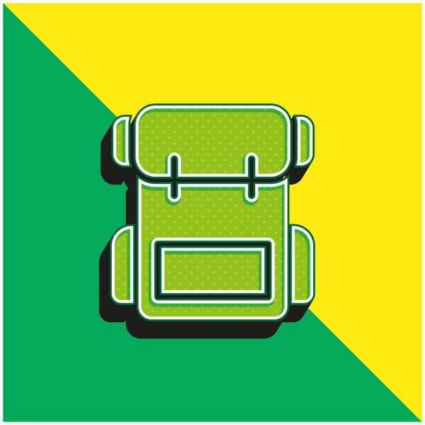 Рюкзак Зеленый и желтый современный 3D логотип векторной иконки - Вектор,изображение