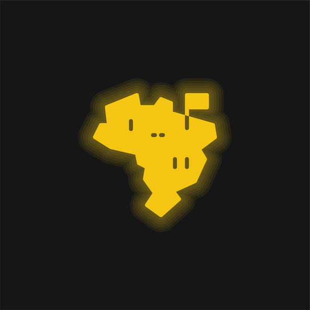 Brazil yellow glowing neon icon - Vector, Image