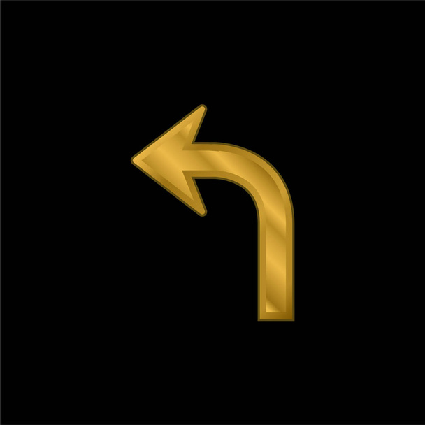 Καμπύλη βέλους που δείχνει Αριστερό επίχρυσο μεταλικό διάνυσμα εικονίδιο ή λογότυπο - Διάνυσμα, εικόνα
