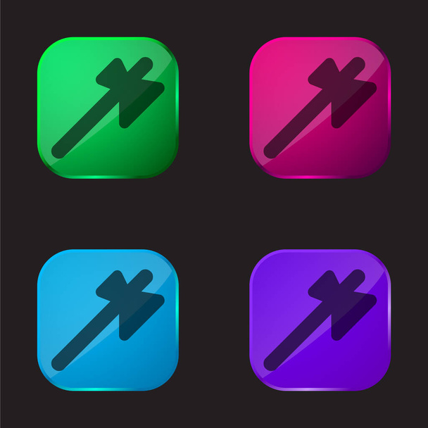 Axe ícone de botão de vidro de quatro cores - Vetor, Imagem