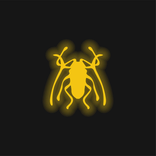 Insecte du scarabée Trictenotomidae icône jaune néon incandescent - Vecteur, image