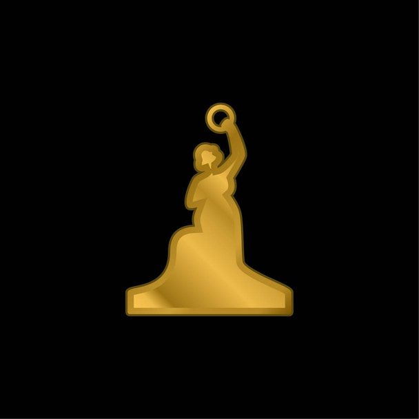 Bavaria Statue gold plated metalic icon or logo vector - Vector, Image
