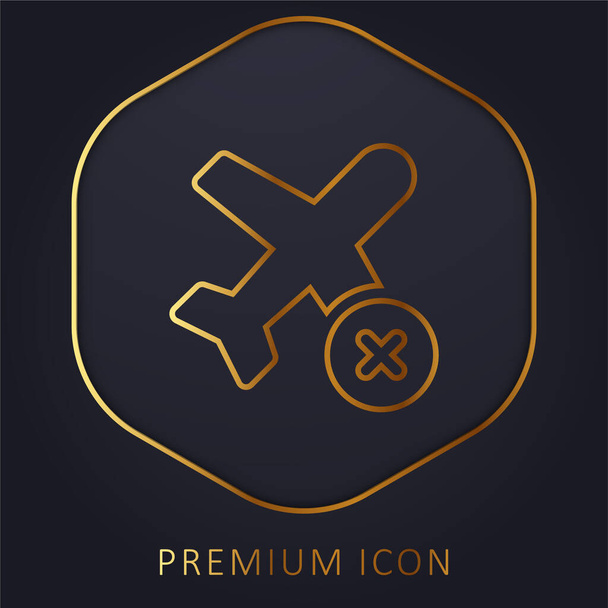 Золотая линия Air Plane Premium логотип или иконка - Вектор,изображение