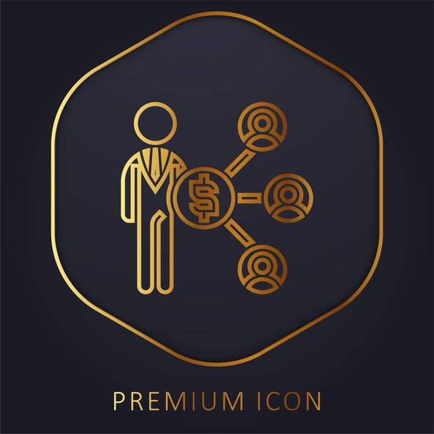 Afiliado línea dorada logotipo premium o icono - Vector, imagen