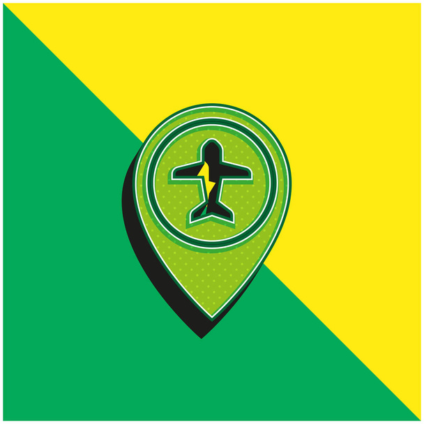 Aeropuerto Verde y amarillo moderno 3d vector icono logo - Vector, Imagen