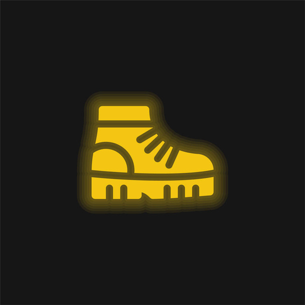 Stiefel gelb leuchtende Neon-Symbol - Vektor, Bild
