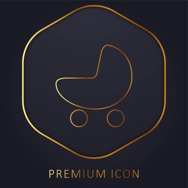 Bebek Beşiği Silueti altın çizgi prim logosu veya simgesi - Vektör, Görsel