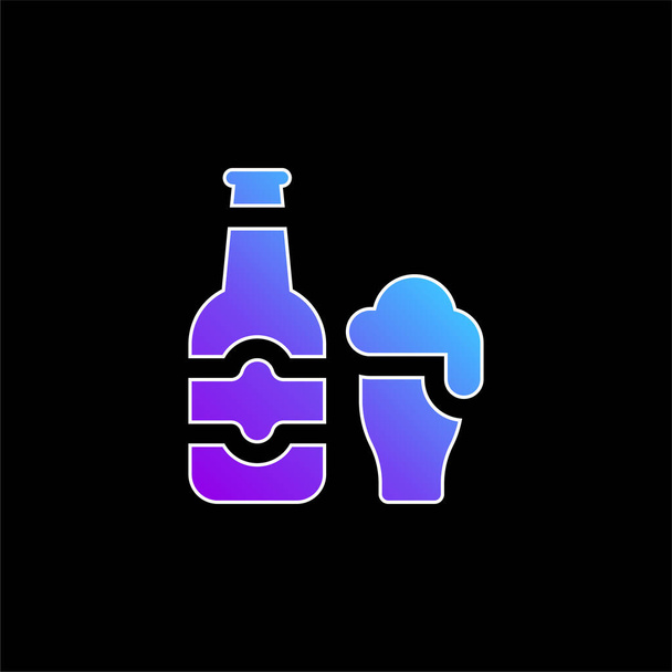 Cerveza botella azul gradiente vector icono - Vector, Imagen