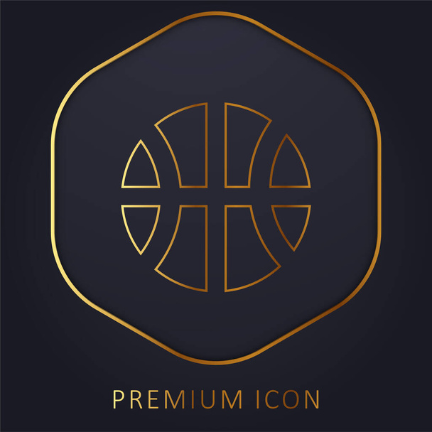 Basketbal míč zlatá čára prémie logo nebo ikona - Vektor, obrázek