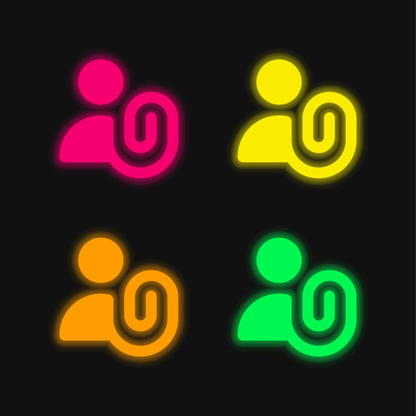 Allega quattro colori luminosi icona vettoriale al neon - Vettoriali, immagini