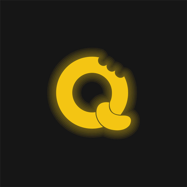 ビスケットロゴ黄色の輝くネオンアイコン - ベクター画像