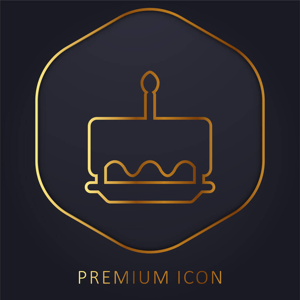 Geburtstagstorte goldene Linie Premium-Logo oder Symbol - Vektor, Bild