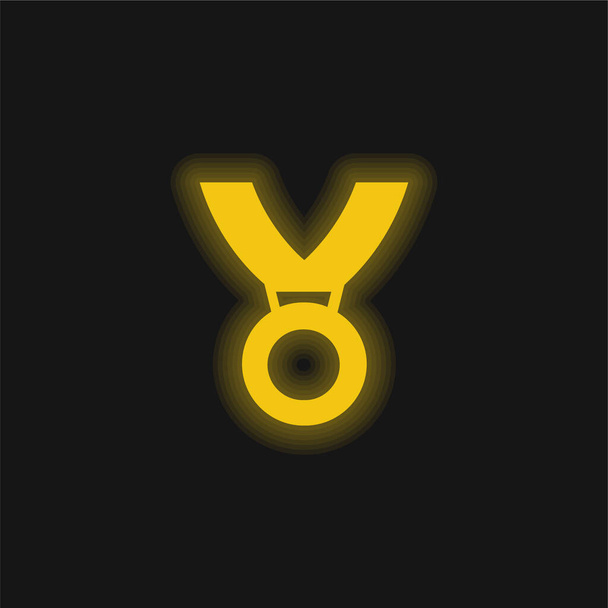 Médaille d'honneur jaune néon brillant icône - Vecteur, image