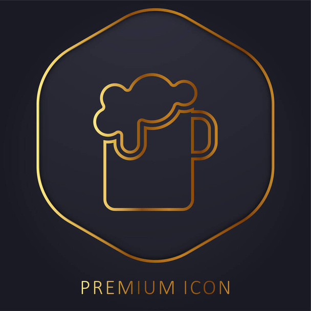 Cerveza línea dorada logotipo premium o icono - Vector, Imagen
