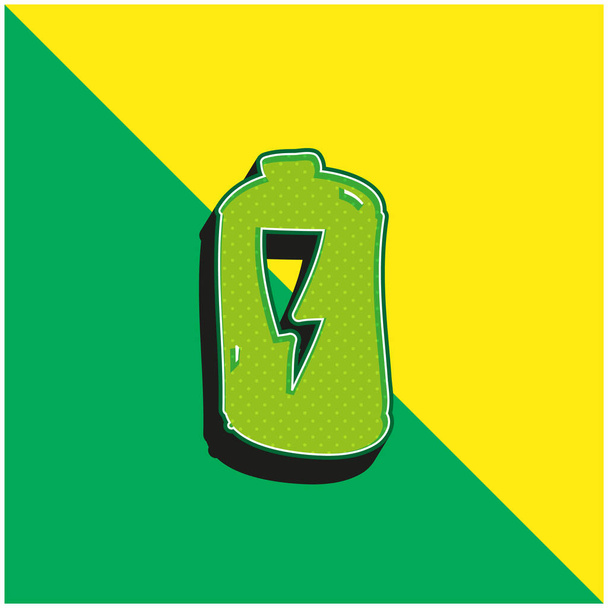 Lightning Greenと黄色のモダンな3Dベクトルアイコンロゴ付きバッテリー - ベクター画像