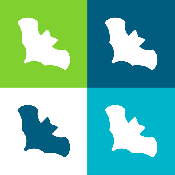 murciélago plano de cuatro colores mínimo icono conjunto - Vector, Imagen