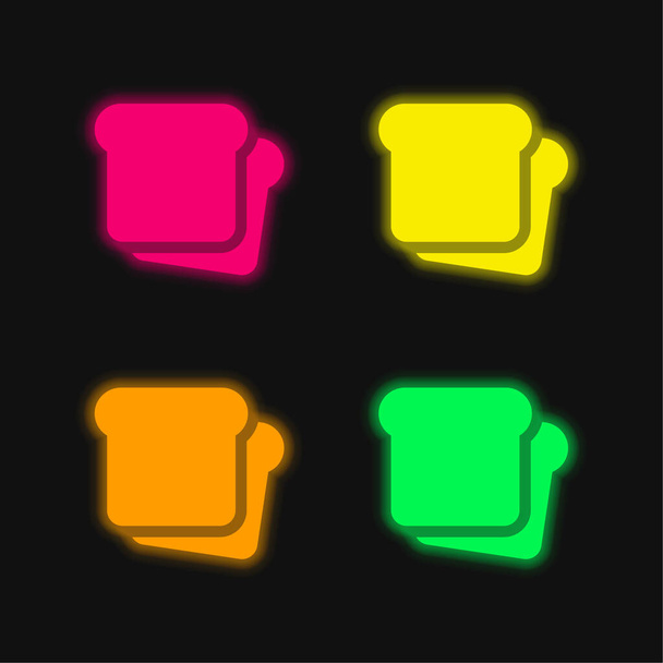 Bread four color glowing neon vector icon - Vector, Image