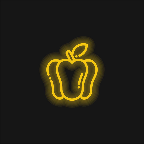 Pimiento amarillo brillante icono de neón - Vector, imagen