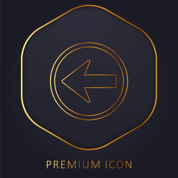 Back Navigational Arrow Button Pointing To Left golden line premium logo or icon - Vector, Image