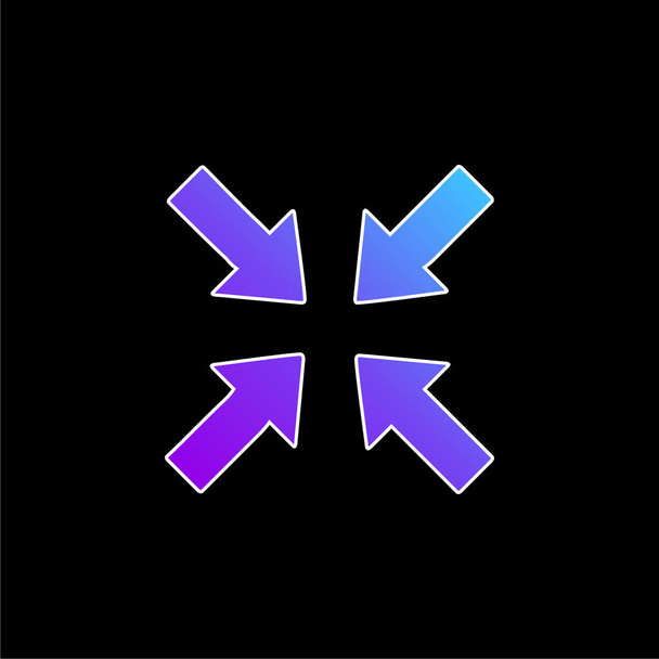 Flèches pointant vers le centre bleu dégradé icône vectorielle - Vecteur, image