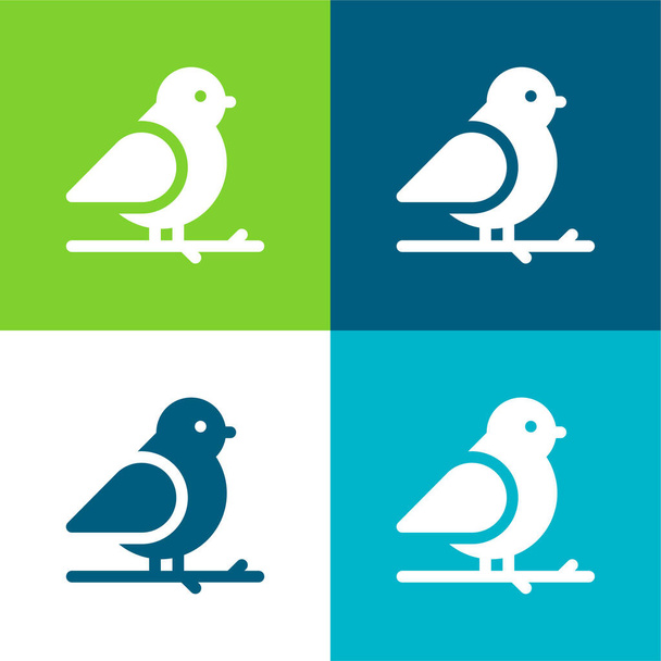 Bird Flat conjunto de iconos mínimos de cuatro colores - Vector, Imagen