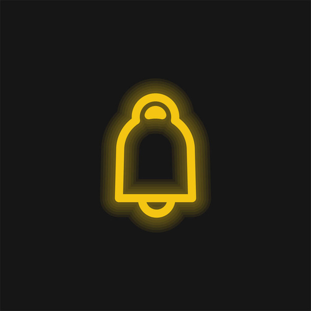 Bell Zarys żółty świecący neon ikona - Wektor, obraz