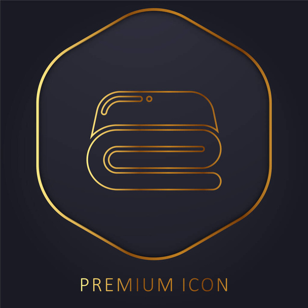 Bed Sheets golden line premium logo or icon - Vector, Image