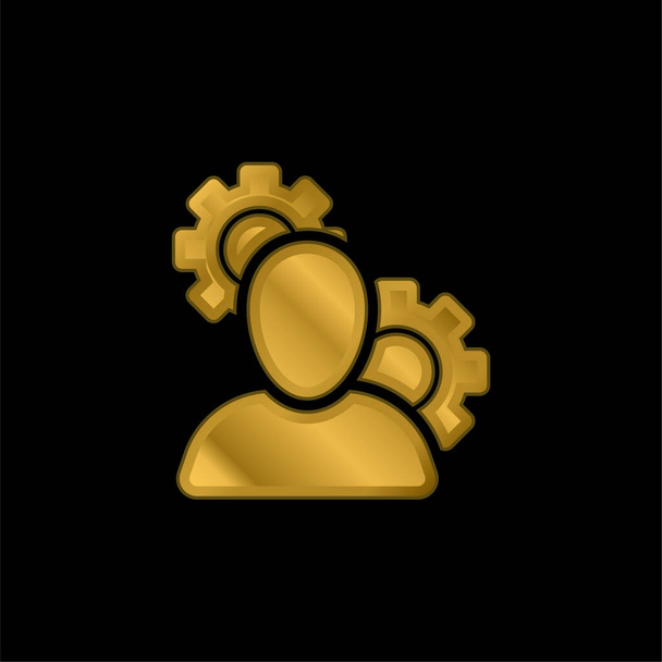 Admin With Cogwheels gold plated metalic icon or logo vector - Vector, Image