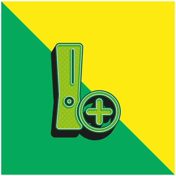 Προσθήκη συμβόλου κονσόλας παιχνιδιών Πράσινο και κίτρινο σύγχρονο λογότυπο εικονίδιο φορέα 3d - Διάνυσμα, εικόνα