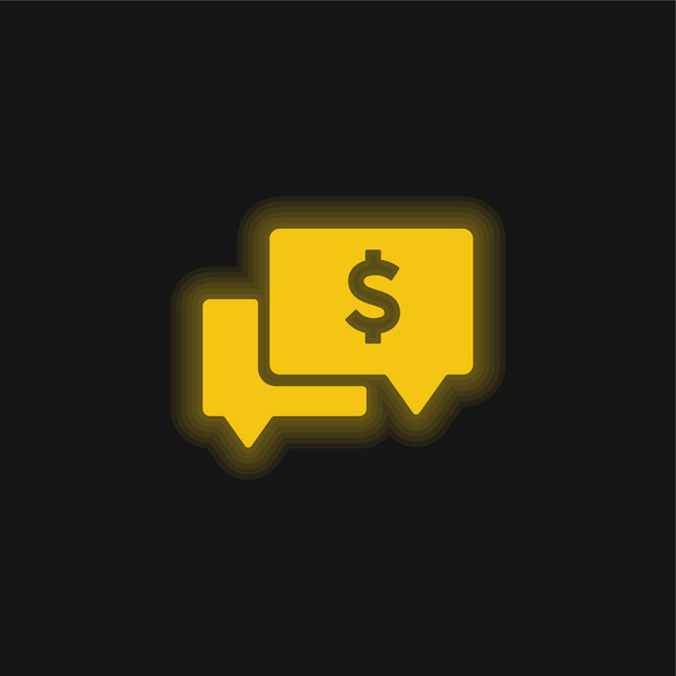 Ikona Zůstatek účtu žlutě zářící neon - Vektor, obrázek