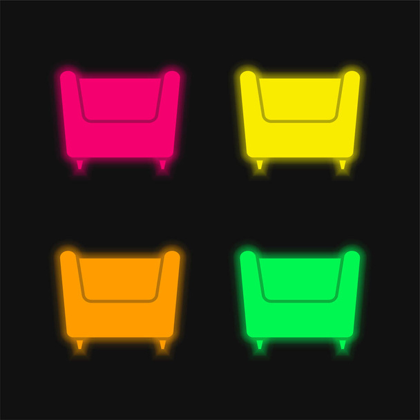 Nojatuoli neljä väriä hehkuva neon vektori kuvake - Vektori, kuva