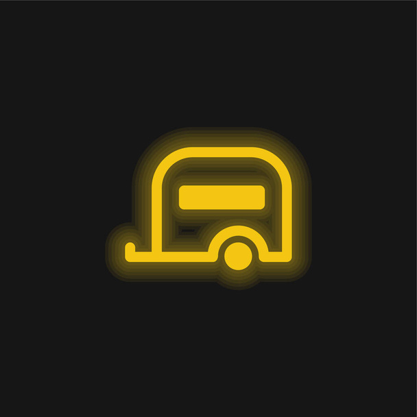 Gran Caravana amarillo brillante icono de neón - Vector, Imagen