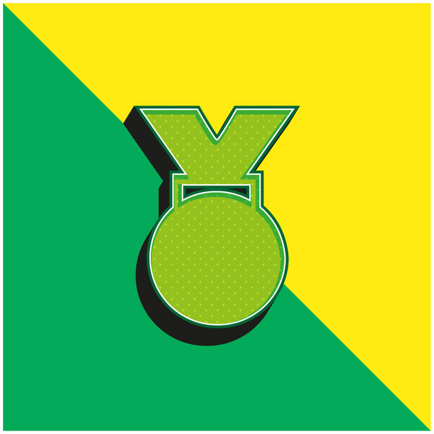 Palkinto Medal Vihreä ja keltainen moderni 3d vektori kuvake logo - Vektori, kuva