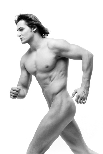 Muscular sexy Man with a naked torso isolated on white - Φωτογραφία, εικόνα