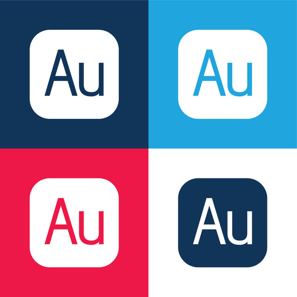 Audition blue and red four color minimal icon set - Vector, Image