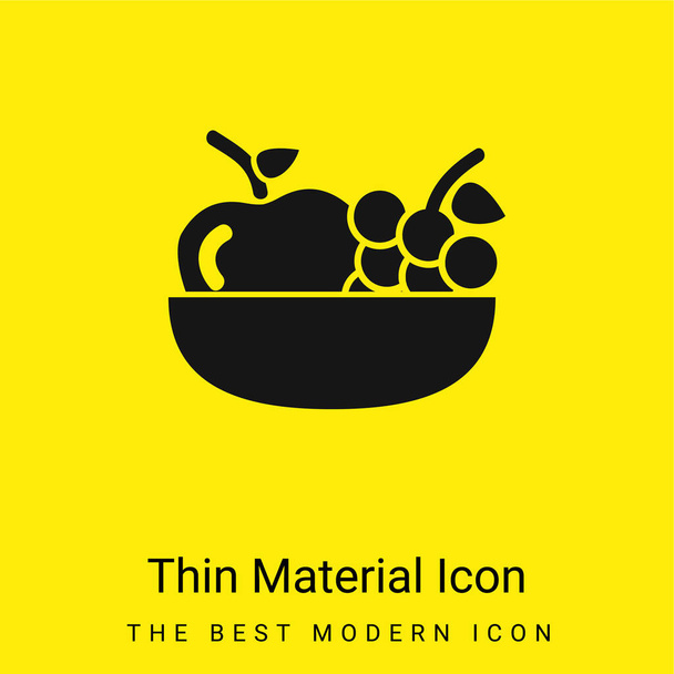 Apple And Grapes On A Bowl minimal bright yellow material icon - Vector, Image