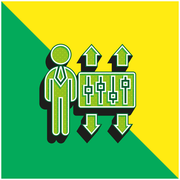 Alkalmazkodás Zöld és sárga modern 3D vektor ikon logó - Vektor, kép