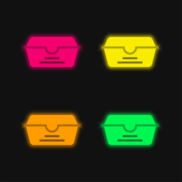4. rovat: ragyogó neon vektor ikon - Vektor, kép