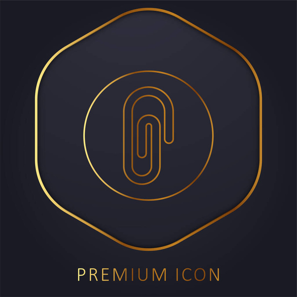 Attach golden line premium logo or icon - Vector, Image