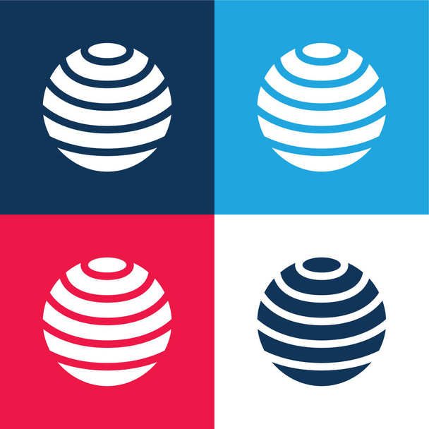 Мяч синий и красный четыре цвета минимальный набор значков - Вектор,изображение