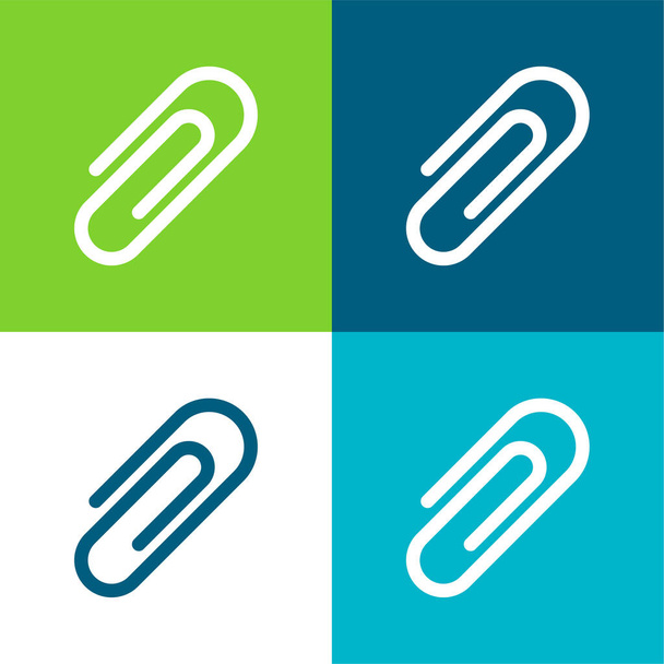 Anexo Conjunto de ícones mínimos de quatro cores plano - Vetor, Imagem