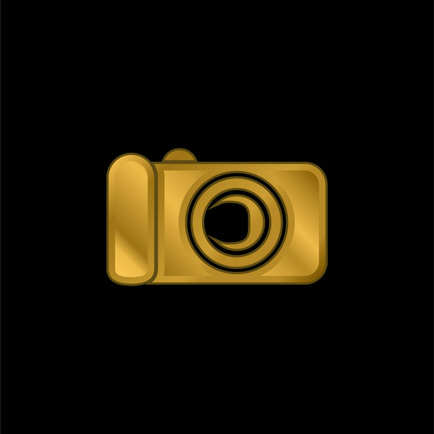 Μαύρη ψηφιακή φωτογραφική μηχανή επίχρυσο μεταλλικό εικονίδιο ή το λογότυπο διάνυσμα - Διάνυσμα, εικόνα